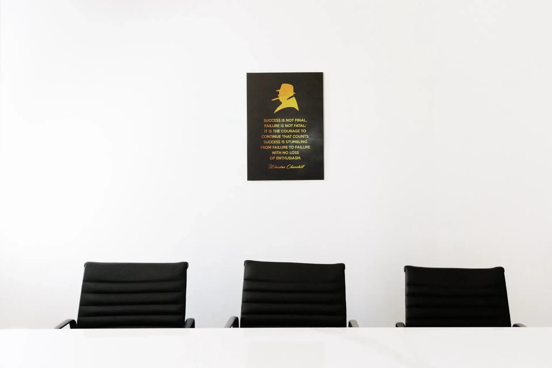 King Work boardroom — executive chairs and Churchill motivational poster, Adelaide CBD meeting room hire